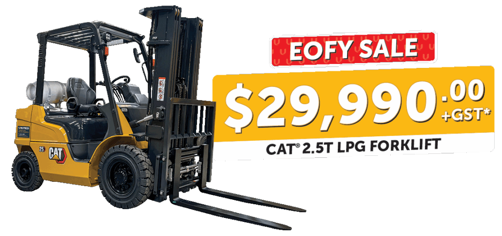 Cat 2.5T LPG forklift on sale for $29,990+gst