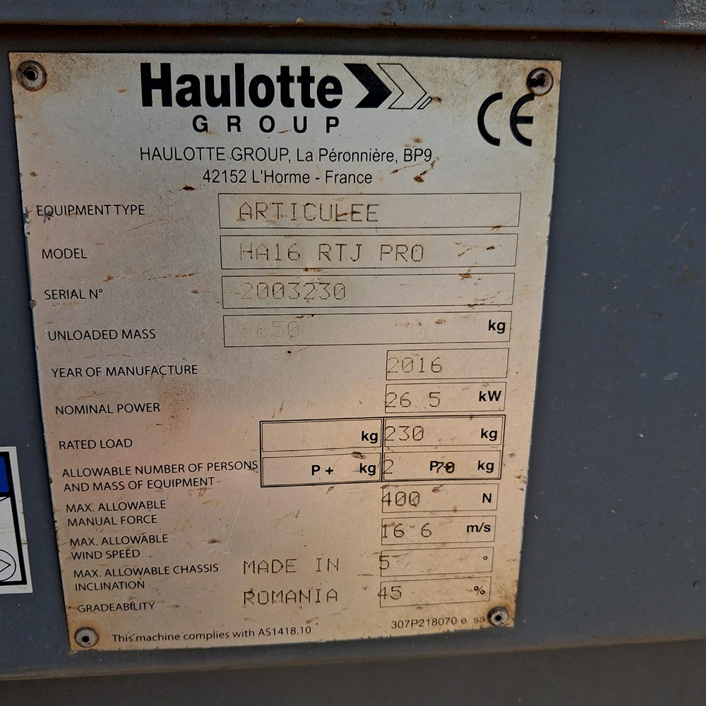 Used Haulotte 16M Diesel Articulated Boom Lift - HA16RTJ PRO - Image 8
