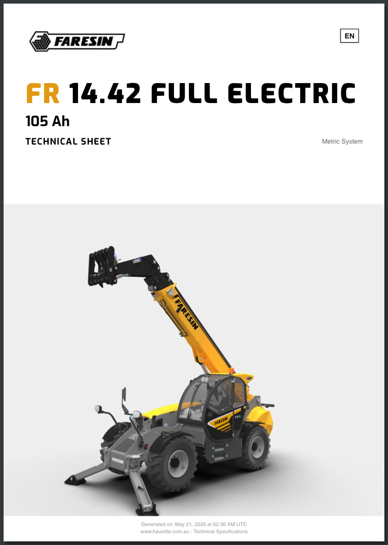 FR 14.42 Full Electric Datasheet