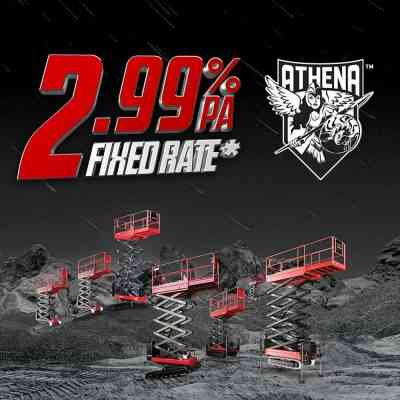 2.99% fixed finance special on the Athena bi-levelling scissor lift
